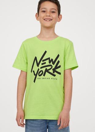 Хлопковая футболка h&m 134-170 см 8-14 лет для мальчика парня салатовая