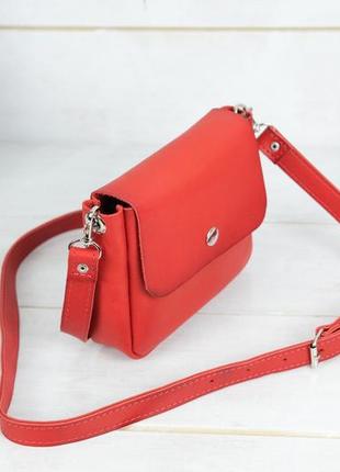 Кожаная женская сумка через плечо красная3 фото