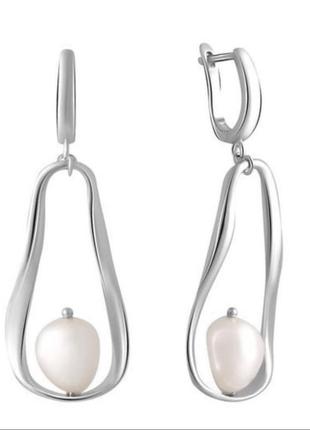 Срібні сережки з перлиною бароко2 фото