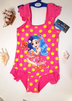 Рожевий купальник горох