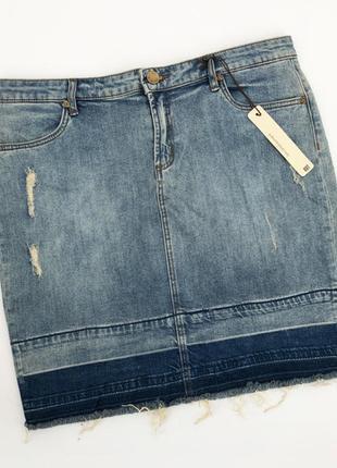 Короткая джинсовая юбка сша с потертостями размер 8 на 46 рр3 фото