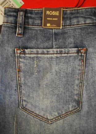 Короткая джинсовая юбка сша с потертостями размер 8 на 46 рр6 фото