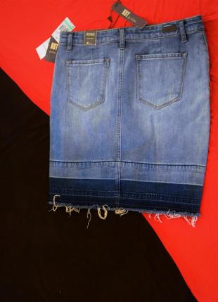 Короткая джинсовая юбка сша с потертостями размер 8 на 46 рр8 фото