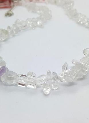 🔺✨🐰 изумительные бусы-колье натуральный прозрачный горный хрусталь крошка