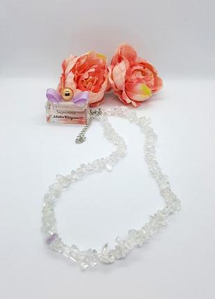 🔺✨🐰 изумительные бусы-колье натуральный прозрачный горный хрусталь крошка