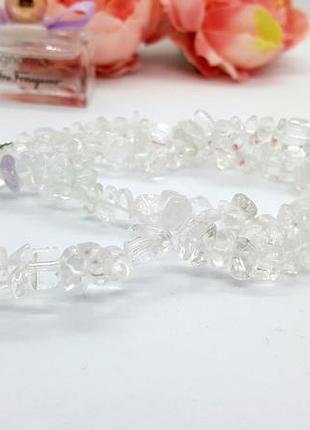 🔺✨🐰 изумительные бусы-колье натуральный прозрачный горный хрусталь крошка