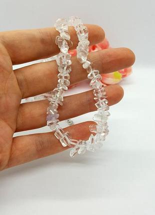 🔺✨🐰 изумительные бусы-колье натуральный прозрачный горный хрусталь крошка