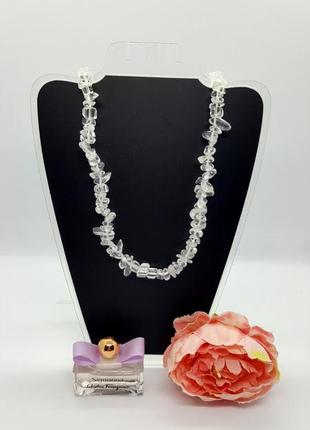 🔺✨🐰 изумительные бусы-колье натуральный прозрачный горный хрусталь крошка