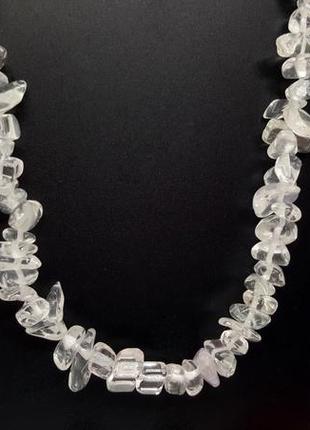 🔺✨🐰 изумительные бусы-колье натуральный прозрачный горный хрусталь крошка