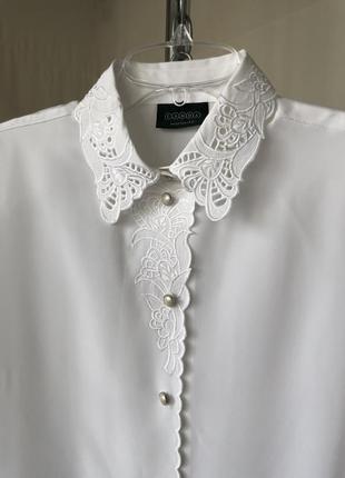 Винтаж белая блузка кружево ришелье