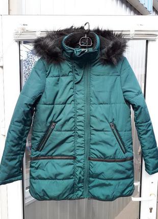 Куртка демисезонная зелёная с капюшоном