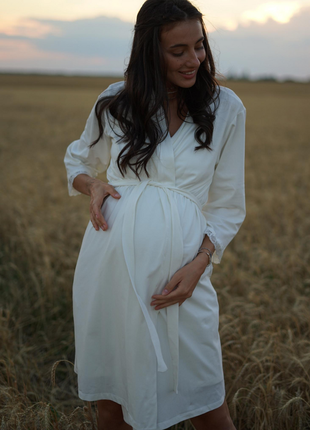 Халат для вагітних та годуючих матусь молочний (халат для вагітних і годуючих молочний)2 фото