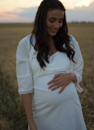 Халат для вагітних та годуючих матусь молочний (халат для вагітних і годуючих молочний)4 фото