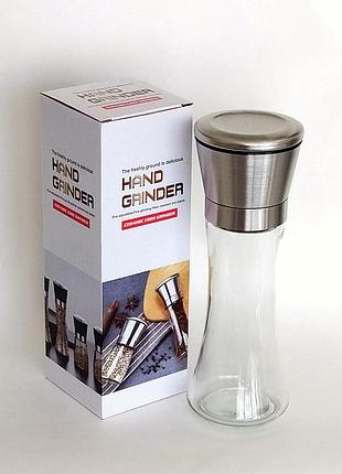 Мельница для специй, перцемолка механическая, ручная / стекло, керамический механизм