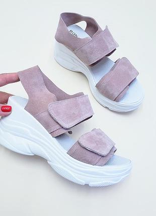 Босоножки замшевые на липучках р35-40 сандалии туфли шлепанцы босоніжки сандалі туфлі шльопанці