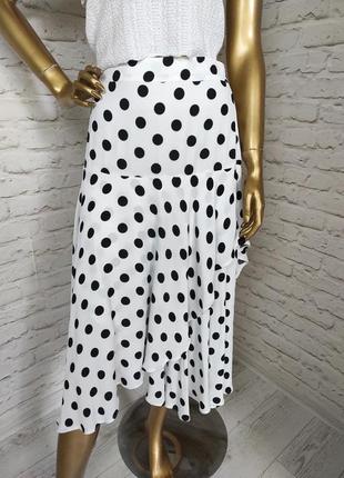 Юбка миди в крупный горошек с имитацией запаха р.8 (s)
