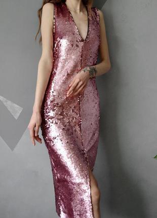 Розкішне ошатне міді сукня в паєтках h&m вечірні сукні силует силуетне3 фото