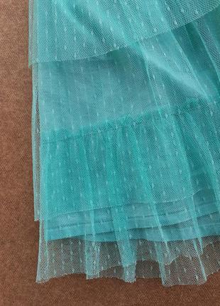 Фатиновая юбка на девочку 7-8 лет, мятного цвета6 фото