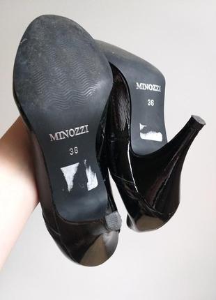 Minozzi. кожаные туфли. лаковые туфли. натуральная кожа. черные.6 фото
