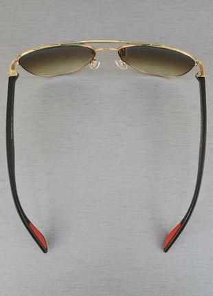 Prada очки капли мужские солнцезащитные коричневые с градиентом в золоте5 фото