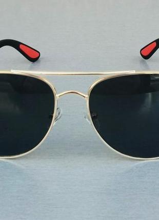 Prada окуляри краплі чоловічі чорні сонцезахисні в золотий металевій оправі2 фото