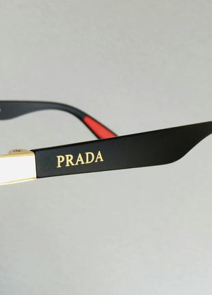 Prada окуляри краплі чоловічі чорні сонцезахисні в золотий металевій оправі10 фото