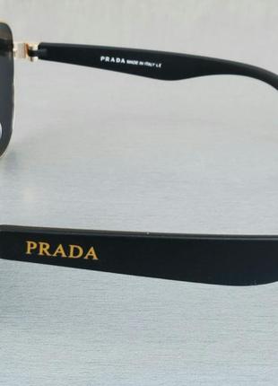 Prada окуляри краплі чоловічі чорні сонцезахисні в золотий металевій оправі4 фото