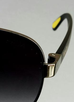 Prada очки капли мужские солнцезащитные темно серые с градиентом в серебре9 фото