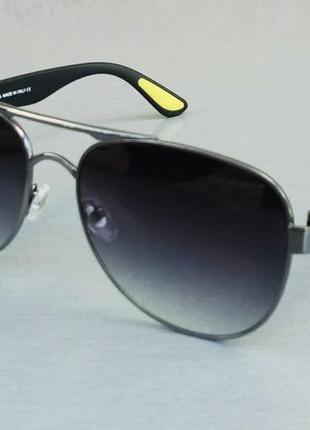 Prada очки капли мужские солнцезащитные темно серые с градиентом в серебре1 фото