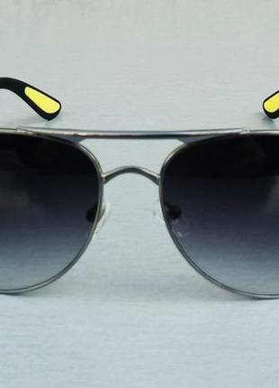 Prada очки капли мужские солнцезащитные темно серые с градиентом в серебре2 фото