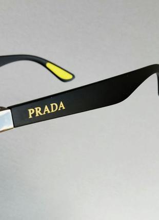 Prada очки капли мужские солнцезащитные темно серые с градиентом в серебре10 фото