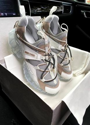 Женские кроссовки в стиле jimmy choo white \grey\blue