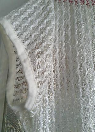 Блузка белая кружевная удлиненная. размер 48. торг.6 фото