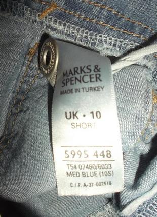 Летние капри  бриджи шорты удлиненные голубые р. 10 - s - м - marks & spencer4 фото
