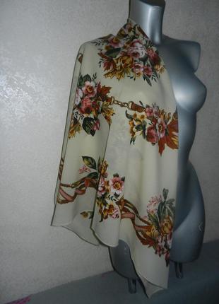 Бежевый платок,шаль,винтаж нежный цветочный принт, в стиле прованс1 фото