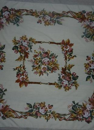 Бежевый платок,шаль,винтаж нежный цветочный принт, в стиле прованс3 фото