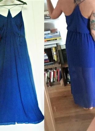 Платье макси "miami blues" из яркого шифона на бретелях l и xl3 фото