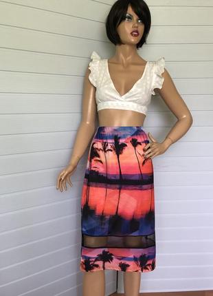 Літня спідниця з вставками з сітки