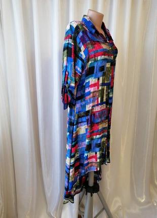 Платье рубашка с удлинённой спинкой из натуральной ткани штапель4 фото