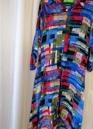Платье рубашка с удлинённой спинкой из натуральной ткани штапель7 фото