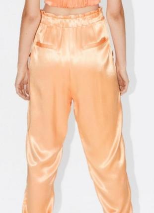 Zara брюки с высокой талией сатин2 фото
