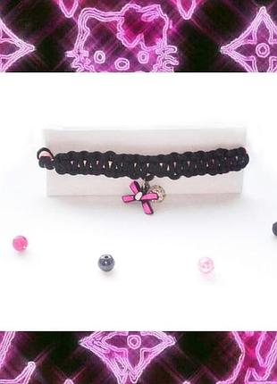 Браслет роозово-чорний з бантиком