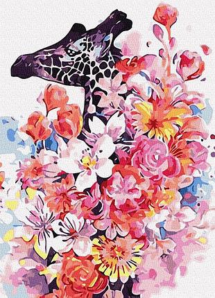 Картина по номерам жираф в цветах 6