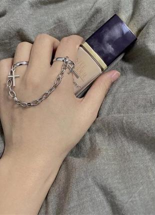 Двойное кольцо на цепи с крестами колечко в стиле панк рок хип хоп5 фото