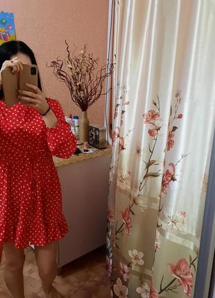 Платье-рубашка, платье красное, платье в горошек, летнее платье, платье для беременной1 фото