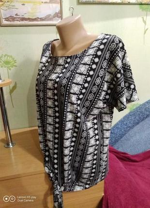 Блуза трикотаж с завязками внизу- l-- jean pascale-