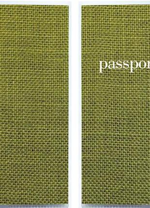 Обложка для паспорта "светло-зелёная ткань"3 фото