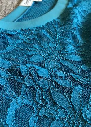 Красиве бірюзове плаття міді з мереживом 48 розмір6 фото