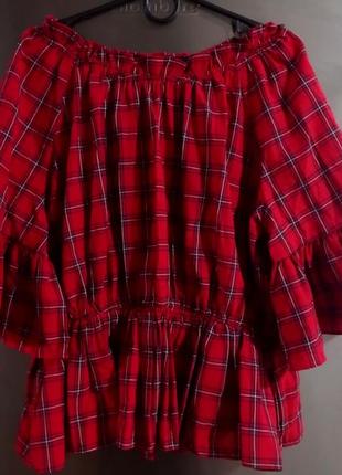 Шикарна яскрава фірмова блуза new look 48-50р відкриті плечі