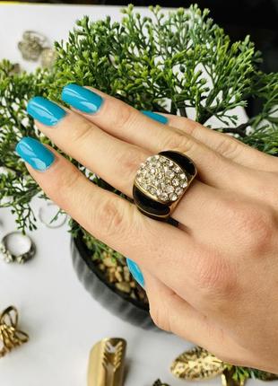 Кольцо перстень  эмаль с камнями р187 фото